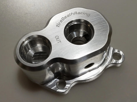 KA24DE Billet Oil Filter Relocation Block - V8SChassis